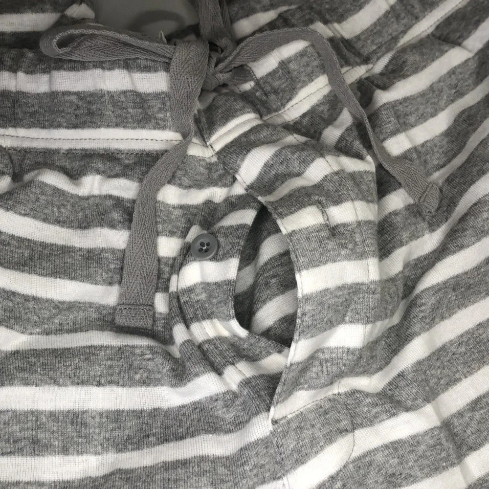 MENS 100% Cotton Pajama Set Gray and White Striped Size M New in open packaging - Picture 9 of 13